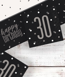 Black Glitz 30th Birthday Party Supplies | Balloon | Decoration | Pack